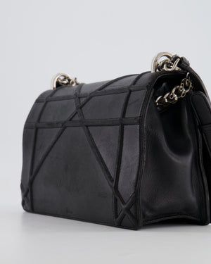 Christian Dior Black Leather Diorama Bag with Silver Hardware and Chain Strap Detail