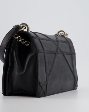 Christian Dior Black Leather Diorama Bag with Silver Hardware and Chain Strap Detail