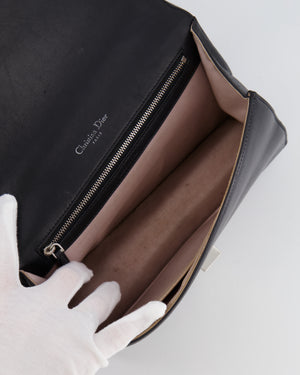 Christian Dior Black Leather Diorama Bag with Silver Hardware and Chain Strap Detail