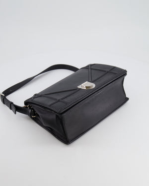 Christian Dior Black Leather Diorama Bag with Silver Hardware and Chain Strap Detail