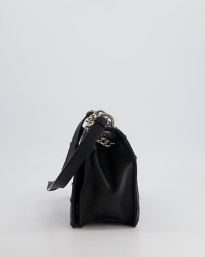 Christian Dior Black Leather Diorama Bag with Silver Hardware and Chain Strap Detail