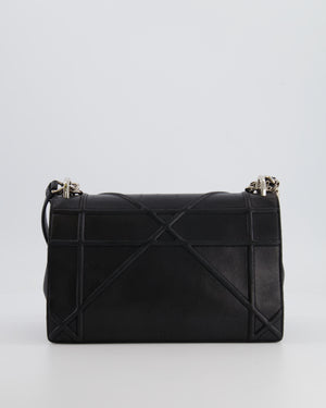 Christian Dior Black Leather Diorama Bag with Silver Hardware and Chain Strap Detail