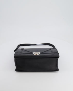 Christian Dior Black Leather Diorama Bag with Silver Hardware and Chain Strap Detail