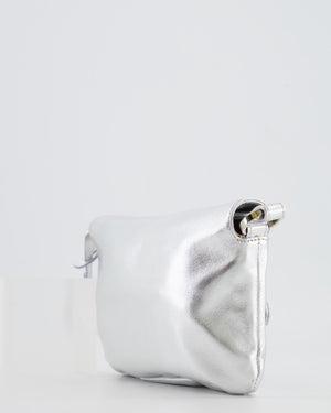 Valentino Vintage 2004 Runway Silver Leather Small Bag with Crystal Embellished Butterfly and Turquoise Stones