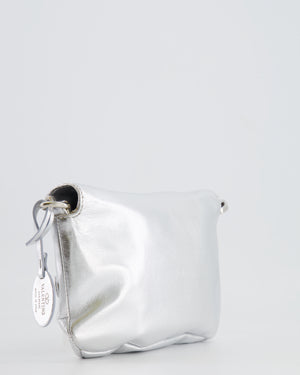 Valentino Vintage 2004 Runway Silver Leather Small Bag with Crystal Embellished Butterfly and Turquoise Stones