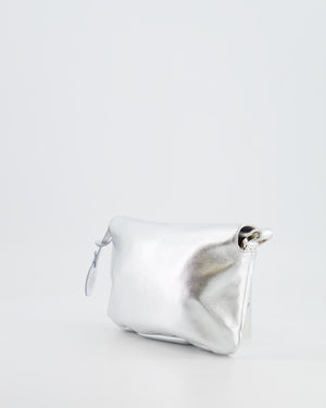 Valentino Vintage 2004 Runway Silver Leather Small Bag with Crystal Embellished Butterfly and Turquoise Stones