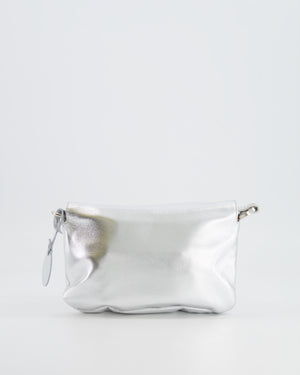 Valentino Vintage 2004 Runway Silver Leather Small Bag with Crystal Embellished Butterfly and Turquoise Stones