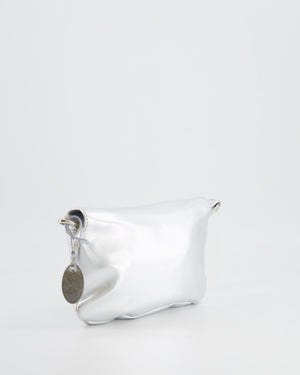 Valentino Vintage 2004 Runway Silver Leather Small Bag with Crystal Embellished Butterfly and Turquoise Stones