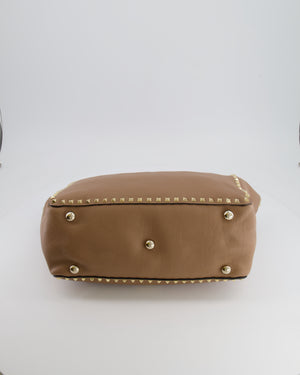 Valentino Beige Leather Rockstud Tote Bag with Gold Studs RRP £1,590