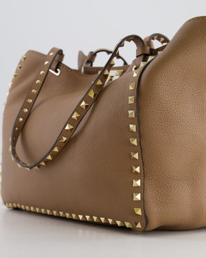 Valentino Beige Leather Rockstud Tote Bag with Gold Studs RRP £1,590