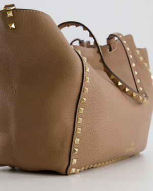 Valentino Beige Leather Rockstud Tote Bag with Gold Studs RRP £1,590