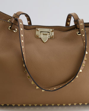 Valentino Beige Leather Rockstud Tote Bag with Gold Studs RRP £1,590