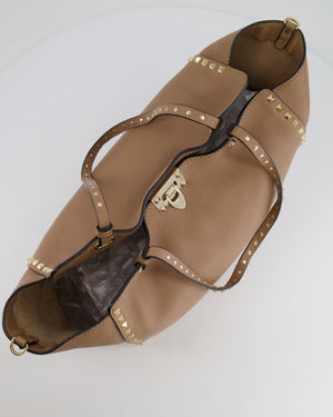 Valentino Beige Leather Rockstud Tote Bag with Gold Studs RRP £1,590