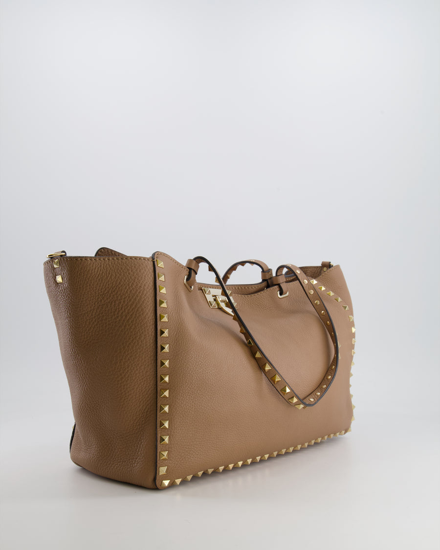 Valentino Beige Leather Rockstud Tote Bag with Gold Studs RRP £1,590