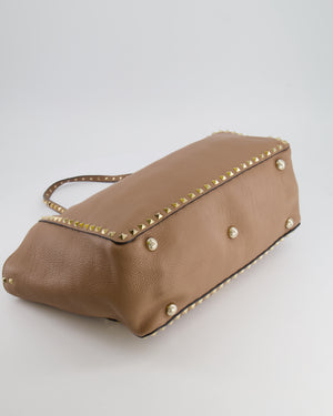 Valentino Beige Leather Rockstud Tote Bag with Gold Studs RRP £1,590