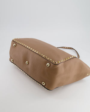 Valentino Beige Leather Rockstud Tote Bag with Gold Studs RRP £1,590
