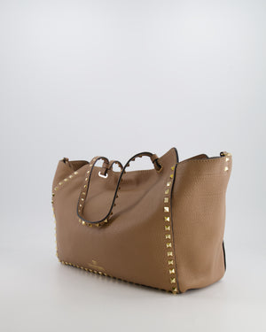 Valentino Beige Leather Rockstud Tote Bag with Gold Studs RRP £1,590