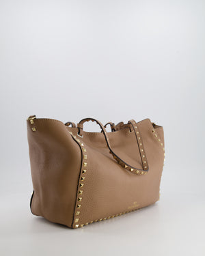 Valentino Beige Leather Rockstud Tote Bag with Gold Studs RRP £1,590