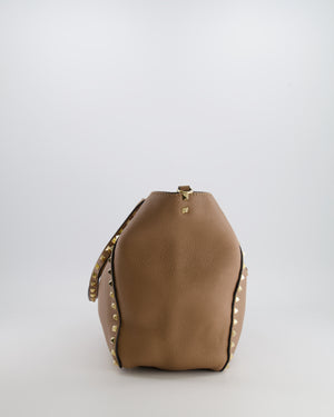 Valentino Beige Leather Rockstud Tote Bag with Gold Studs RRP £1,590