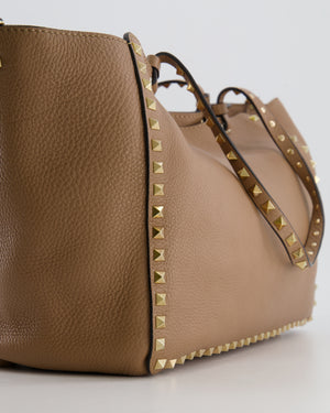 Valentino Beige Leather Rockstud Tote Bag with Gold Studs RRP £1,590