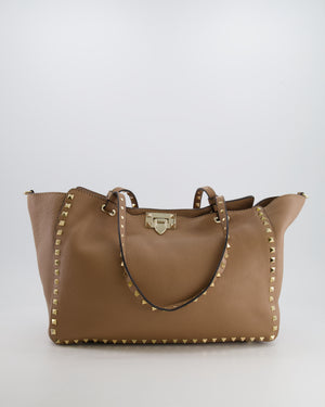 Valentino Beige Leather Rockstud Tote Bag with Gold Studs RRP £1,590