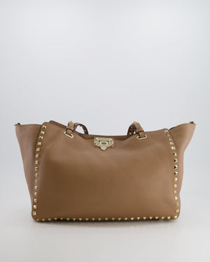 Valentino Beige Leather Rockstud Tote Bag with Gold Studs RRP £1,590