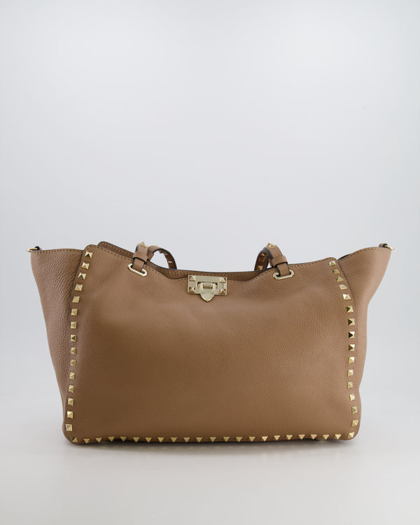 Valentino Beige Leather Rockstud Tote Bag with Gold Studs RRP £1,590