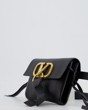 Valentino Black Leather VSling Belt Bag with Gold Logo RRP £1,450