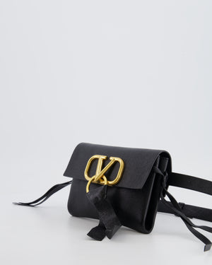 Valentino Black Leather VSling Belt Bag with Gold Logo RRP £1,450