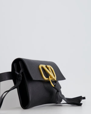 Valentino Black Leather VSling Belt Bag with Gold Logo RRP £1,450