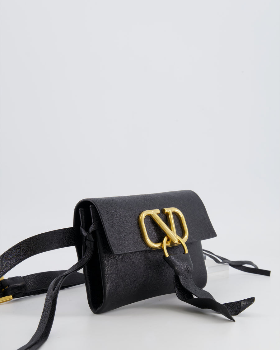Valentino Black Leather VSling Belt Bag with Gold Logo RRP £1,450