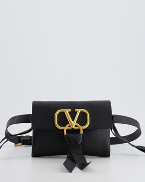 Valentino Black Leather VSling Belt Bag with Gold Logo RRP £1,450