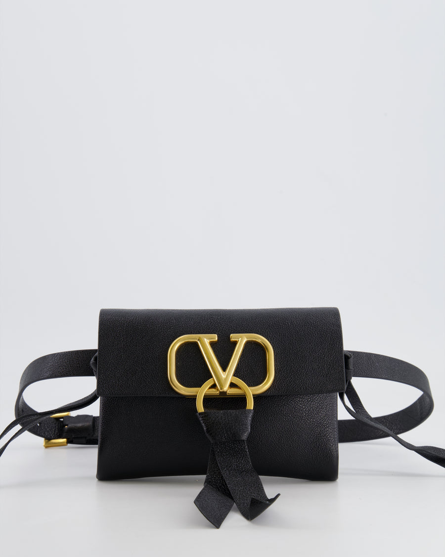 Valentino Black Leather VSling Belt Bag with Gold Logo RRP £1,450