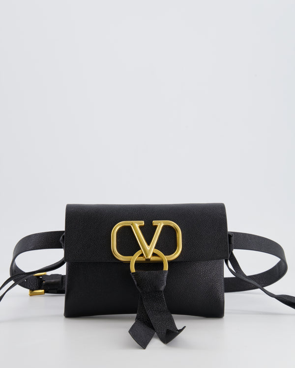 Valentino Black Leather VSling Belt Bag with Gold Logo RRP £1,450