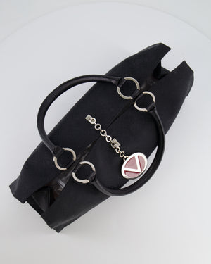 Valentino Black Monogram Canvas and Leather Tote Bag with VRing Logo