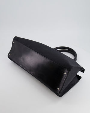 Valentino Black Monogram Canvas and Leather Tote Bag with VRing Logo