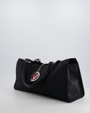 Valentino Black Monogram Canvas and Leather Tote Bag with VRing Logo