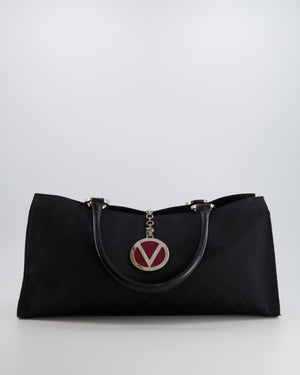 Valentino Black Monogram Canvas and Leather Tote Bag with VRing Logo