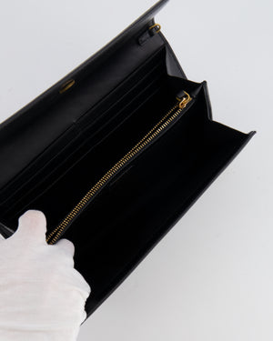 Versace Black Leather Wallet on Chain Bag with Pink Logo, Neon Yellow and Red Details with Gold Hardware