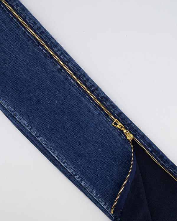 Louis Vuitton Skinny Jeans with Gold Zip Details and Logo Embroidery Size FR 34 (UK 6)