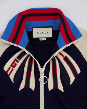 Gucci Blue, Red and Cream Tracksuit Jacket with Red Snake and Guccify Yourself Print Size M (UK 10)