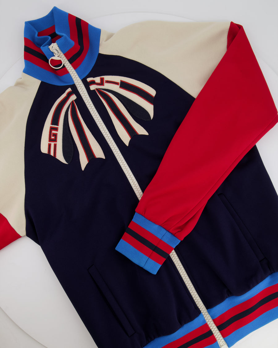 Gucci Blue, Red and Cream Tracksuit Jacket with Red Snake and Guccify Yourself Print Size M (UK 10)