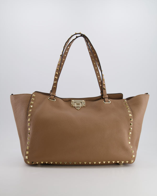 Valentino Beige Leather Rockstud Tote Bag with Gold Studs RRP £1,590