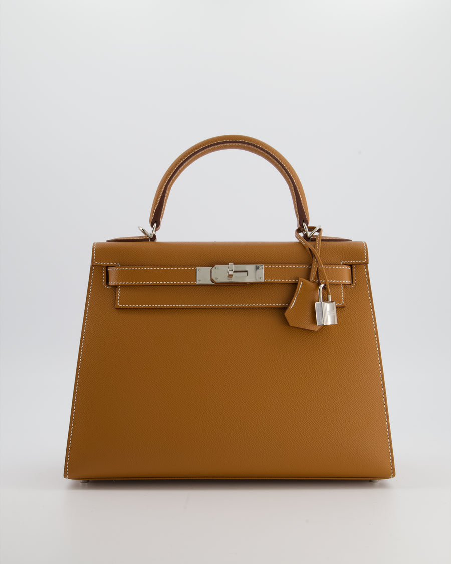 Hermès Kelly 28 Sellier Bag in Gold Epsom Leather with Palladium Hardware