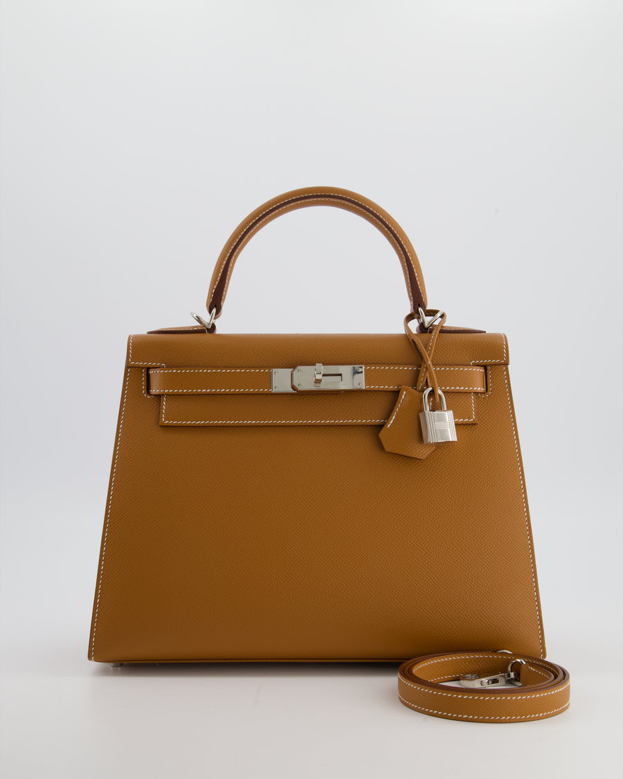 Hermès Kelly 28 Sellier Bag in Gold Epsom Leather with Palladium Hardware