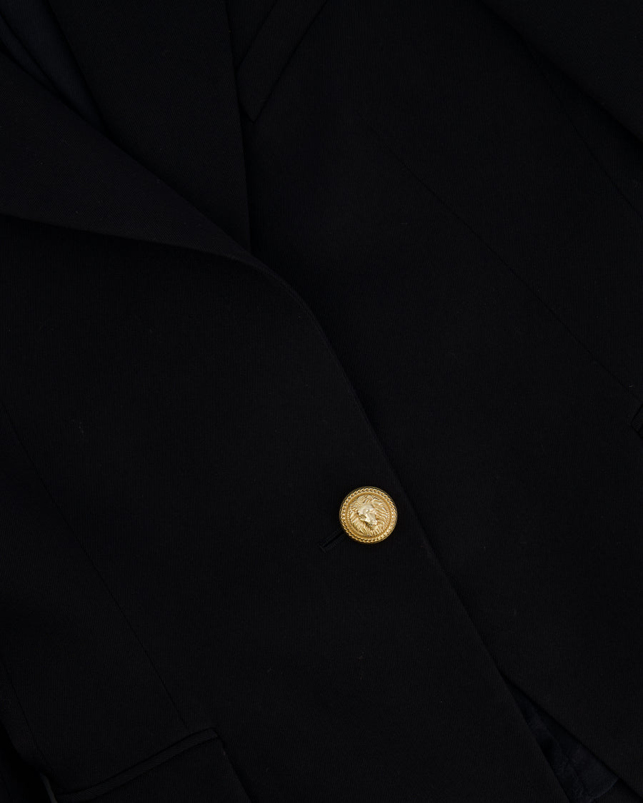 Balmain Black Wool Blazer Jacket with Gold Buttons Size FR 40 (UK 12)