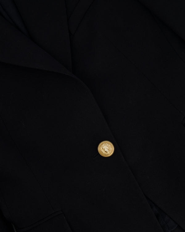 Balmain Black Wool Blazer Jacket with Gold Buttons Size FR 40 (UK 12)