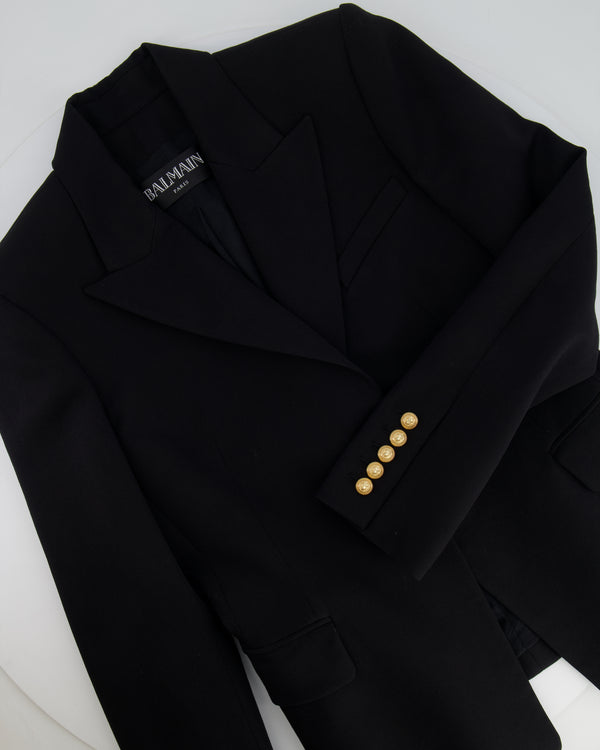 Balmain Black Wool Blazer Jacket with Gold Buttons Size FR 40 (UK 12)