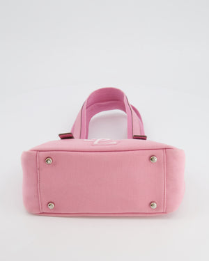 Saint Laurent Vintage Pink Canvas and Leather Kahala Bag with Velours Logo and Silver Hardware