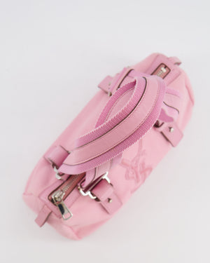 Saint Laurent Vintage Pink Canvas and Leather Kahala Bag with Velours Logo and Silver Hardware